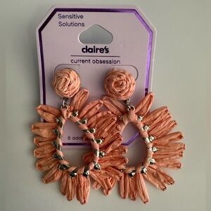 Claire's Coral Floral Statement Earrings
